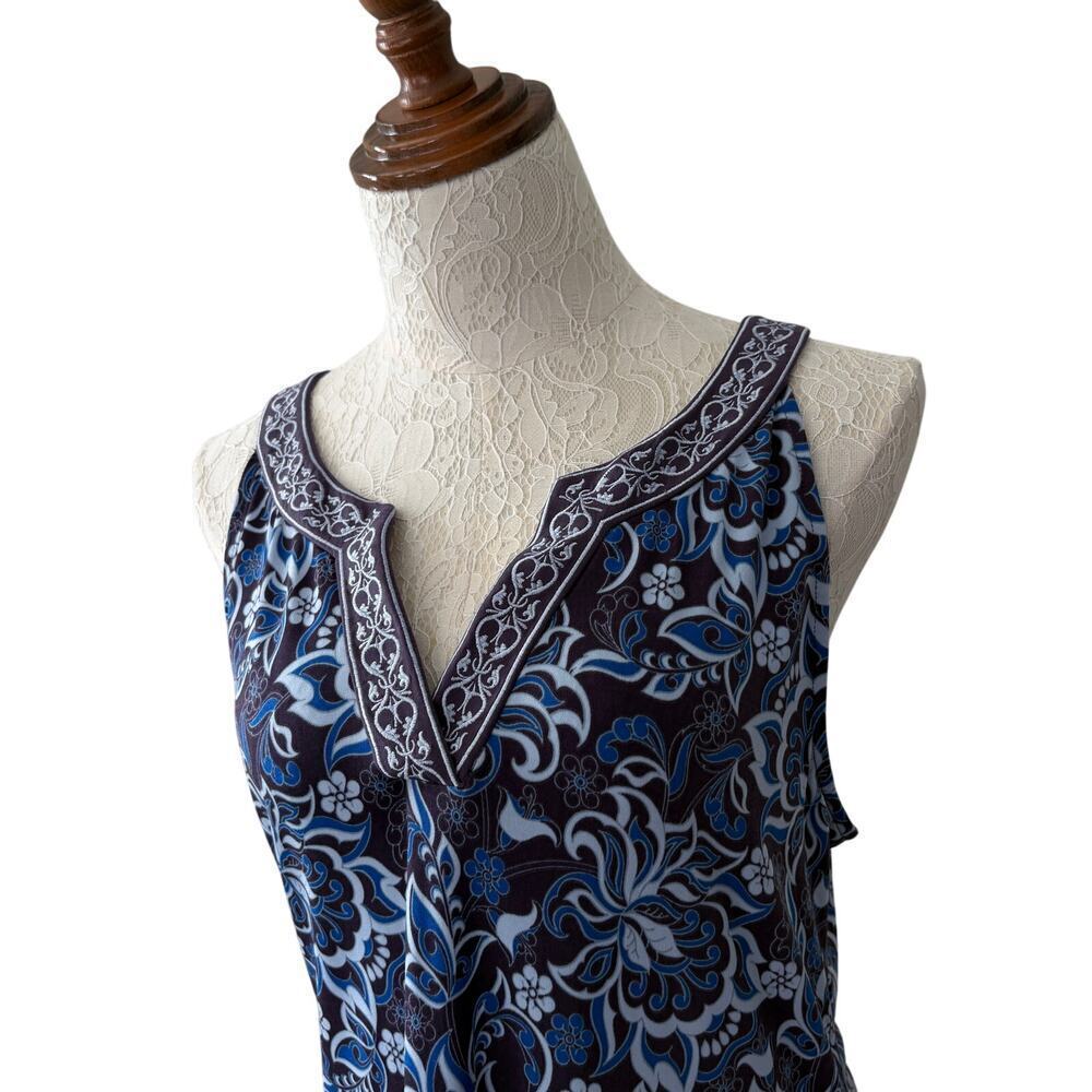 Wayward Grace sleeveless blue floral print dress size large boho resort chic - Picture 3 of 8